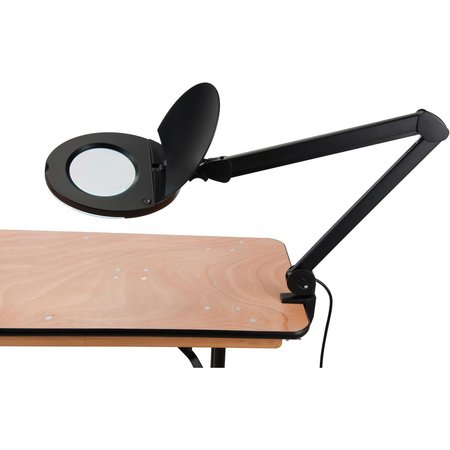 Global Industrial LED Magnifying Lamp With Covered Metal Arm, 8 Diopter, Black 277665